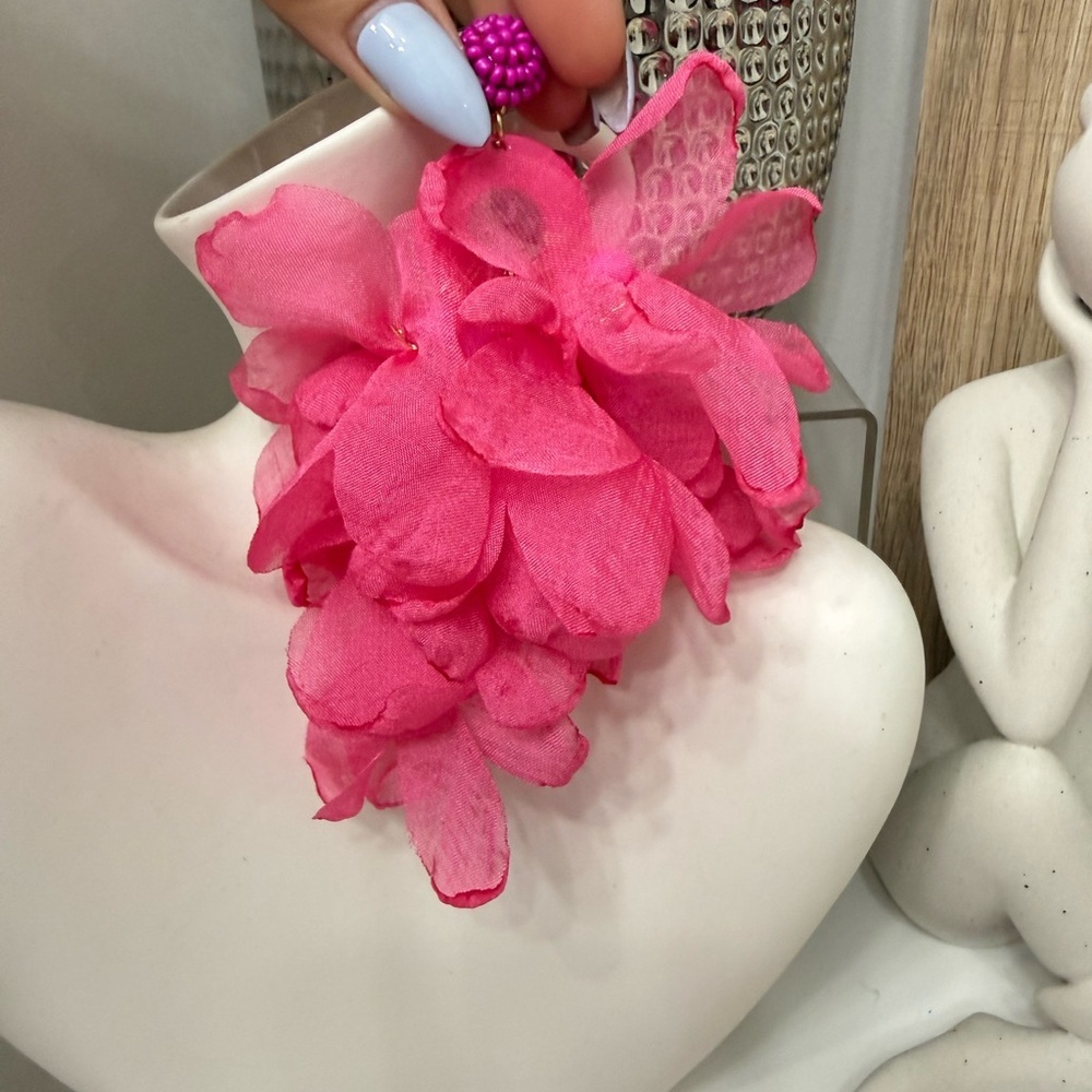 Pink Floral Statement Earrings